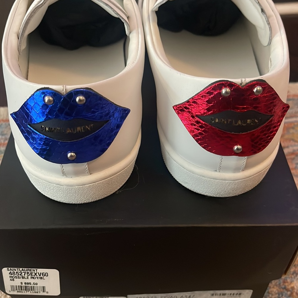 SAINT LAURENT sneakers/white,red, and royal blue sz 46 - Picture 8 of 8